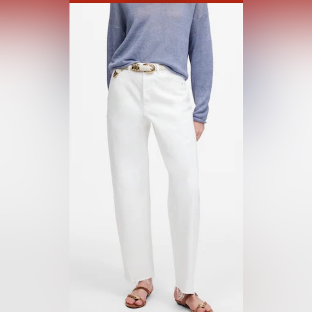 Madewell Pieced Barrel-Leg Jeans 27, Tile White Rigid